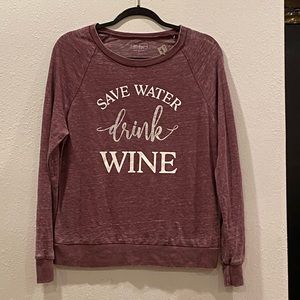 Save water drink wine sweater NWT